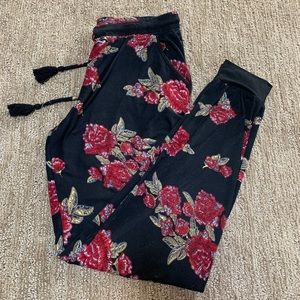 Silky smooth rose patterned joggers
